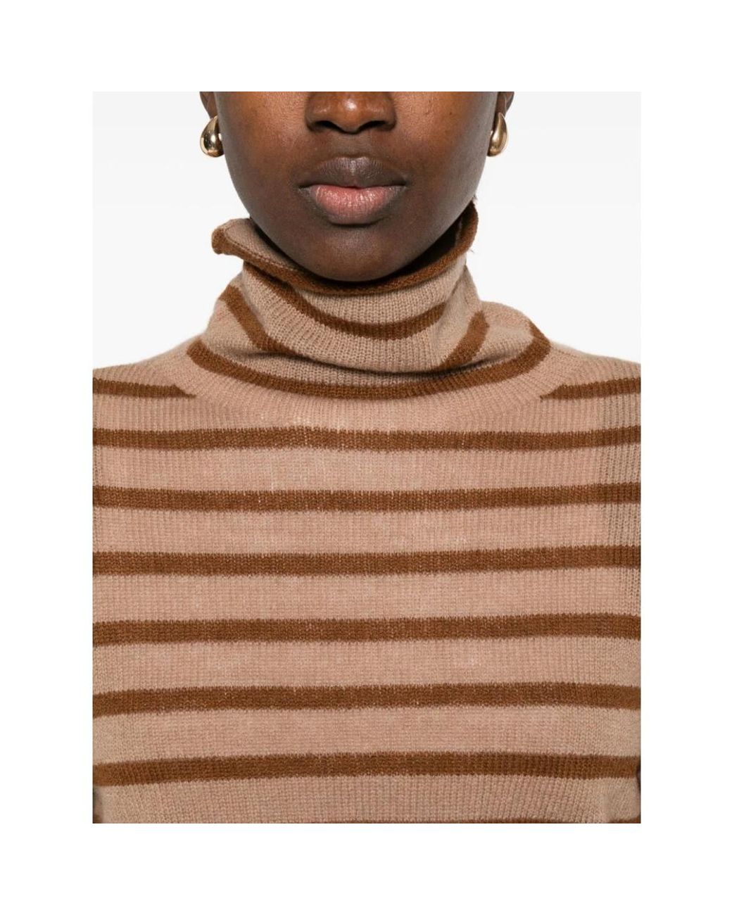Be You Brown Gestreifter Kaschmirpullover