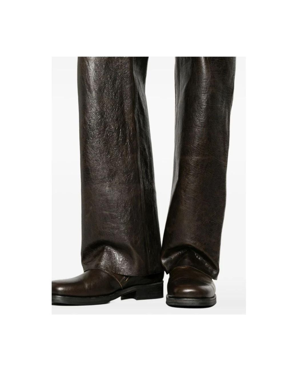 Emporio Armani Gray Leather Trousers for men