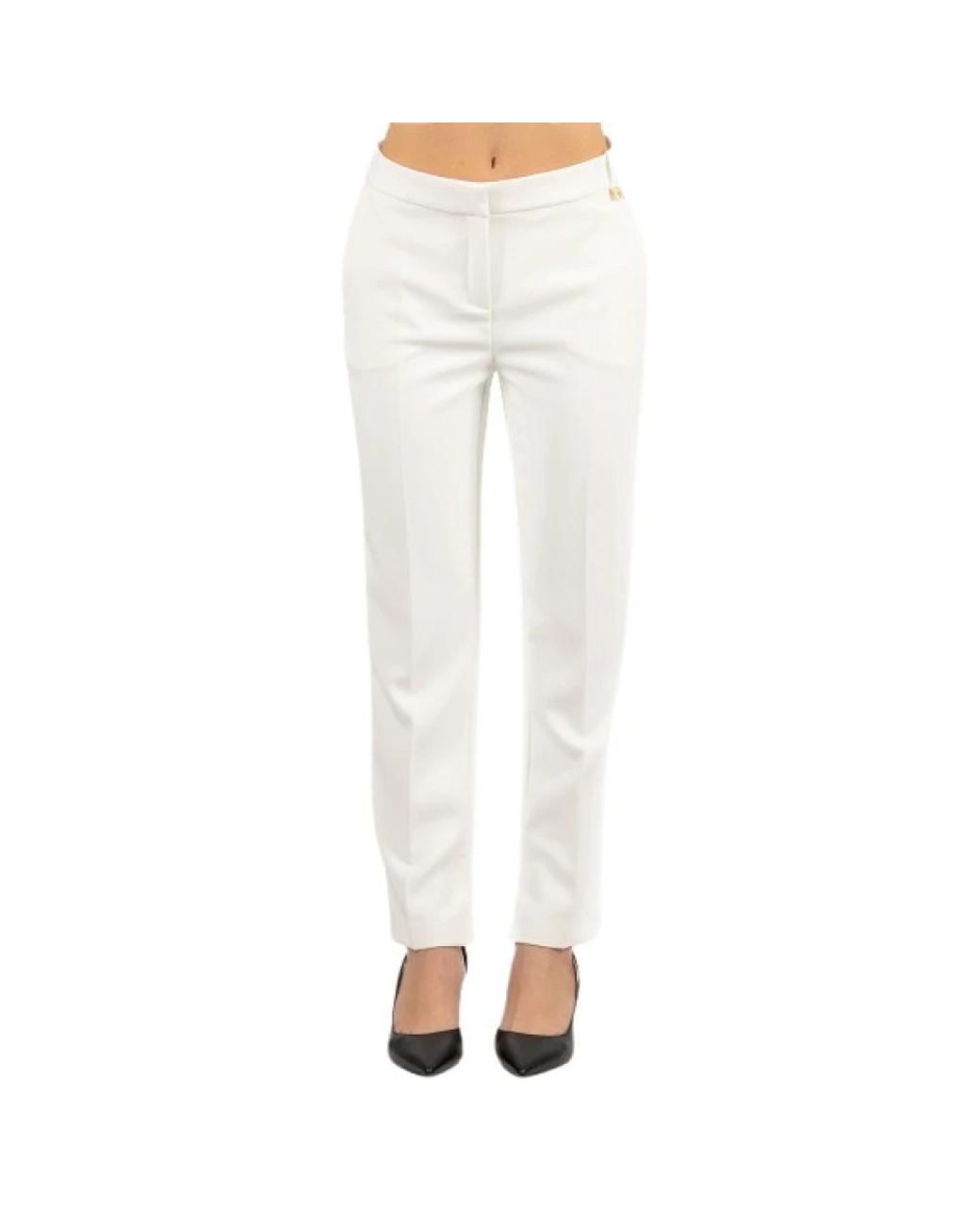 Elisabetta Franchi White Slim-Fit Trousers