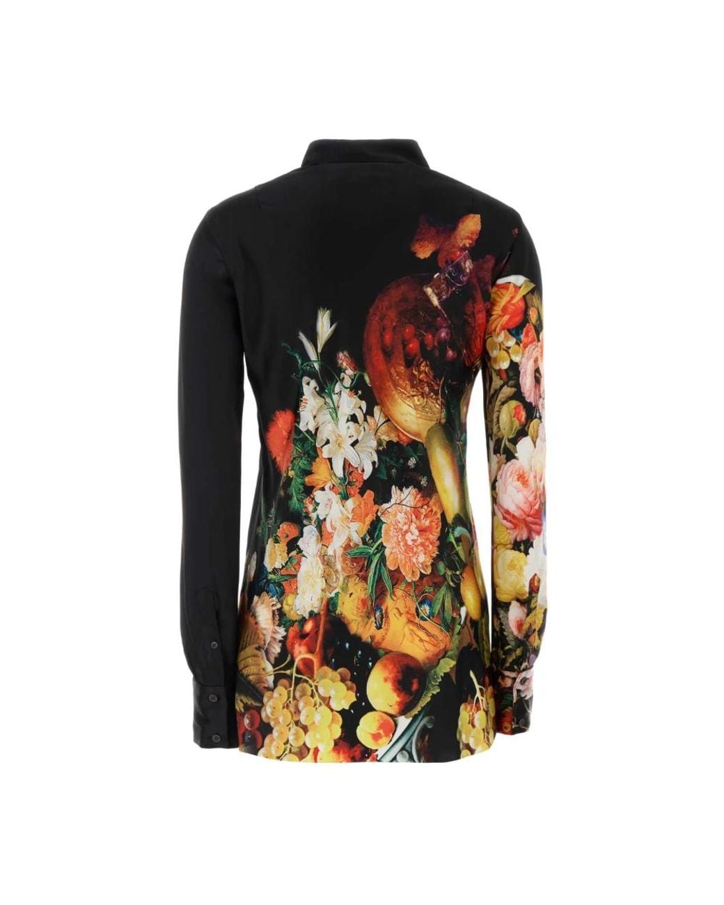 Dries Van Noten Black Silk Printed Satin Shirt