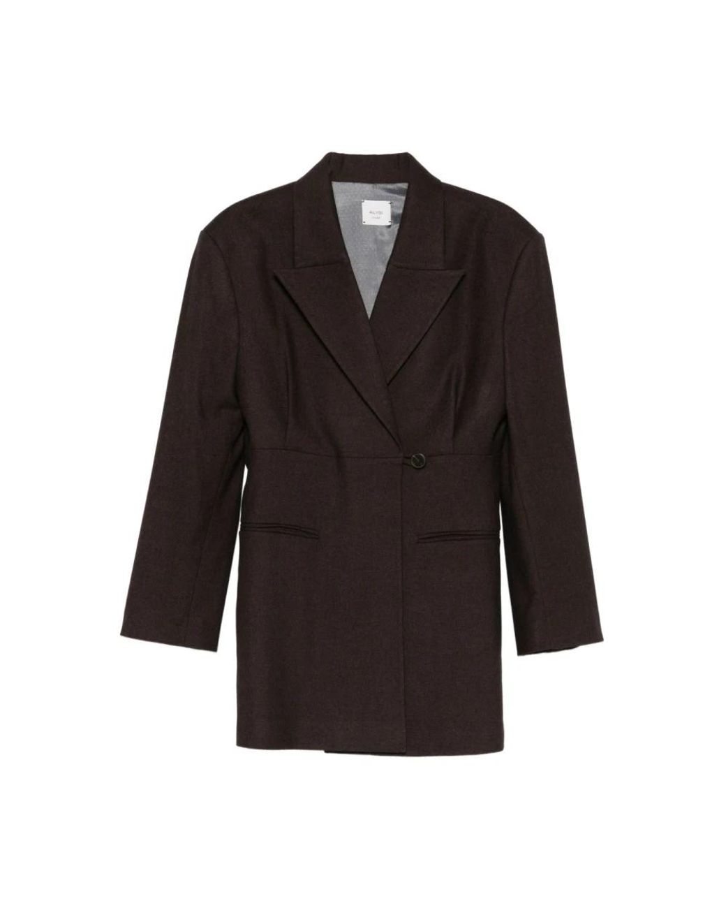 Alysi Jassen ,Bruin ,Leer Blazer Met Revers in het Black