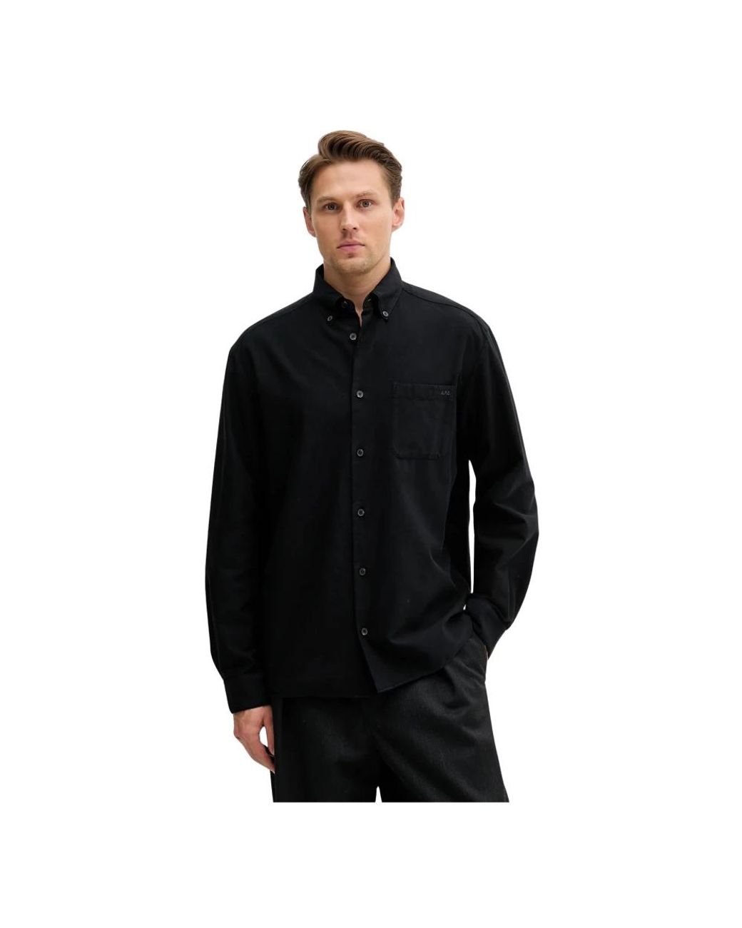 A.P.C. Chemise Mateo Logo in het Black voor heren