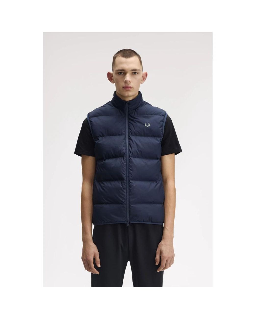 Fred Perry Jassen ,Blauw ,Leer Gewatteerd Geïsoleerd Gilet Donker Luchtmacht in het Blue voor heren