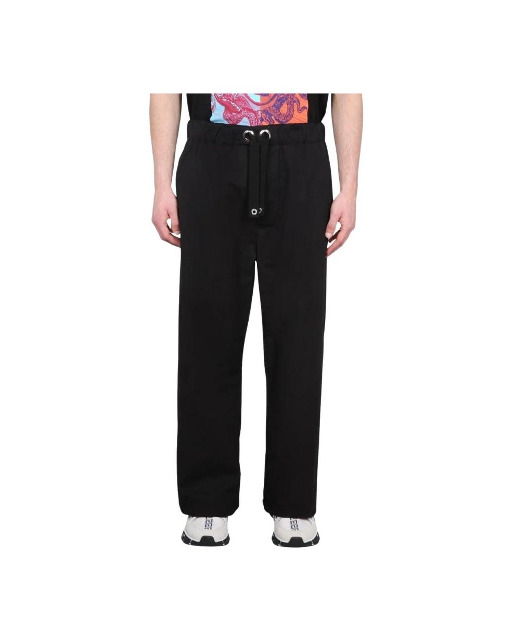 Straight Trousers Versace de hombre de color Black
