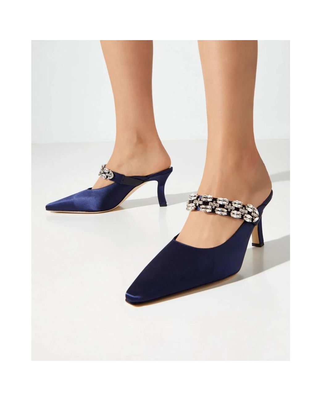 Manolo Blahnik Blue Heeled Mules