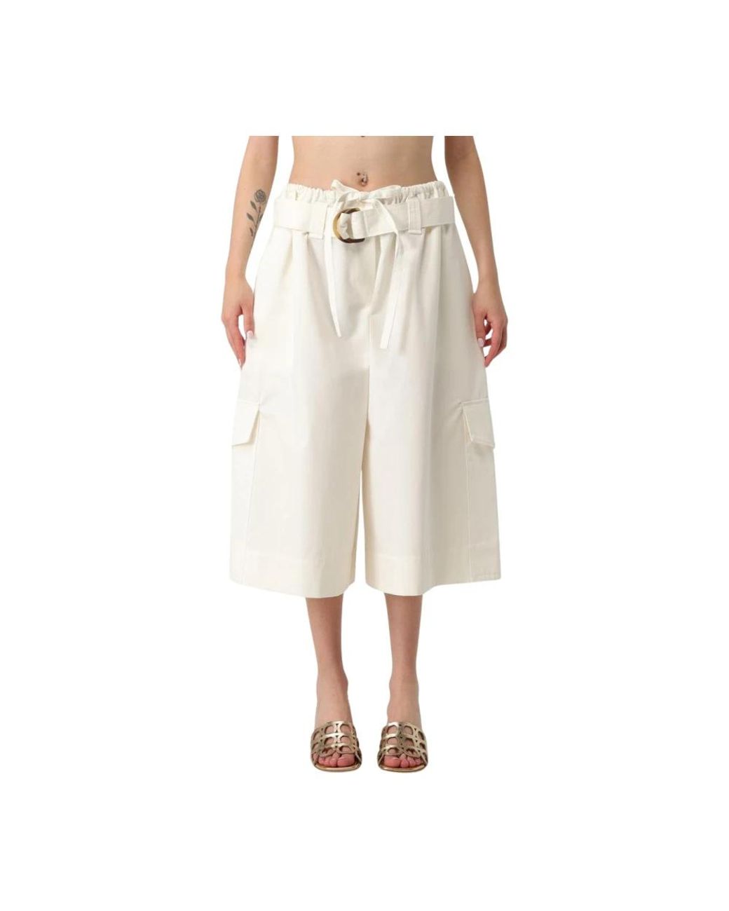Zimmermann Korte Broeken ,Wit ,Stijlvolle Geweven Culottes Met Meerdere Zakken in het Natural