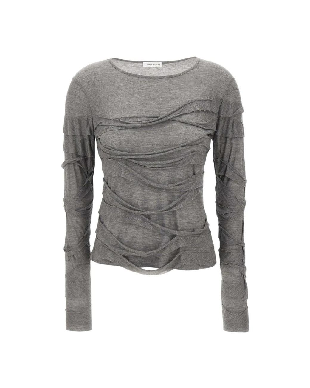 7 For All Mankind Gray Round-Neck Knitwear
