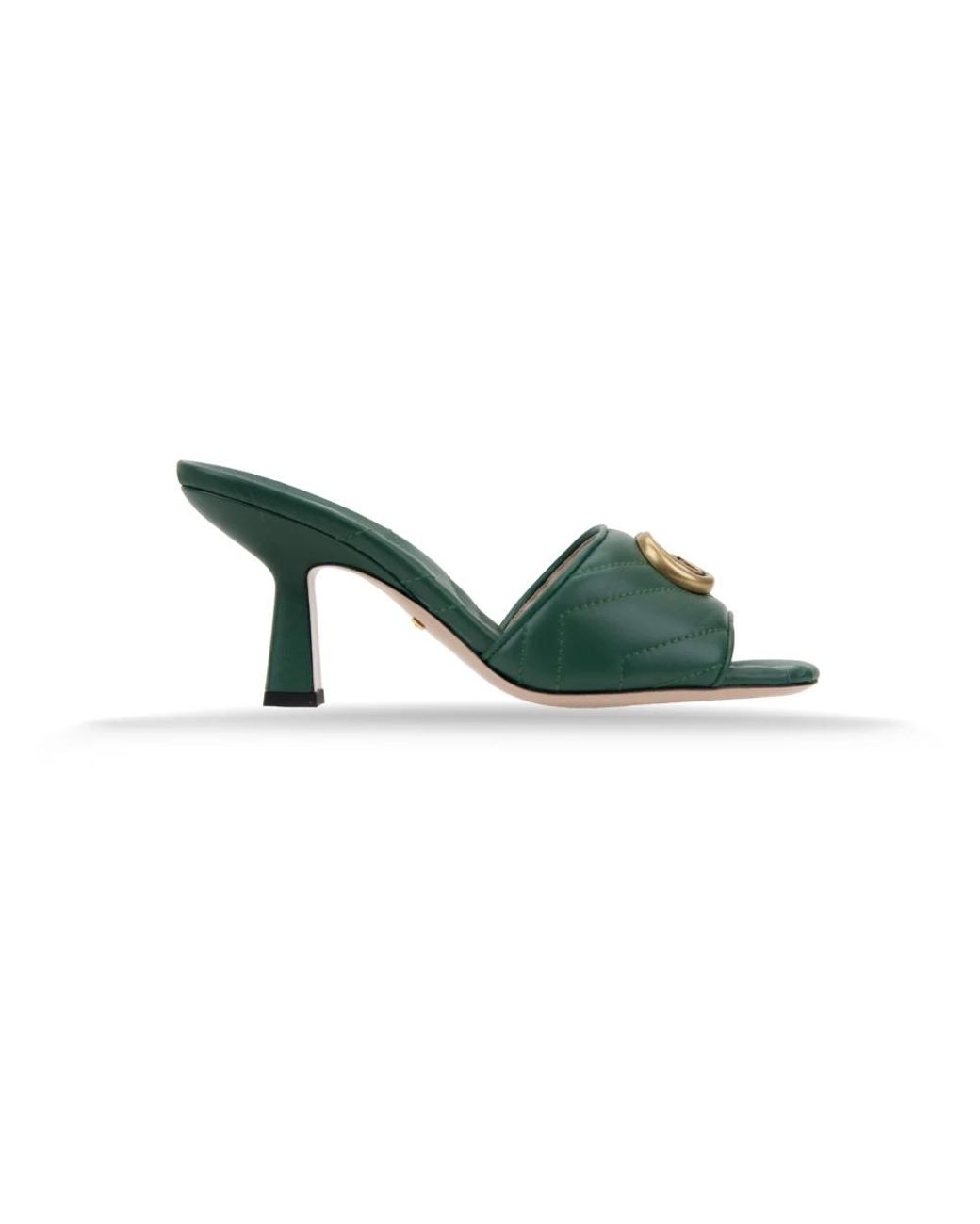 Gucci Heeled Mules in Green | Lyst