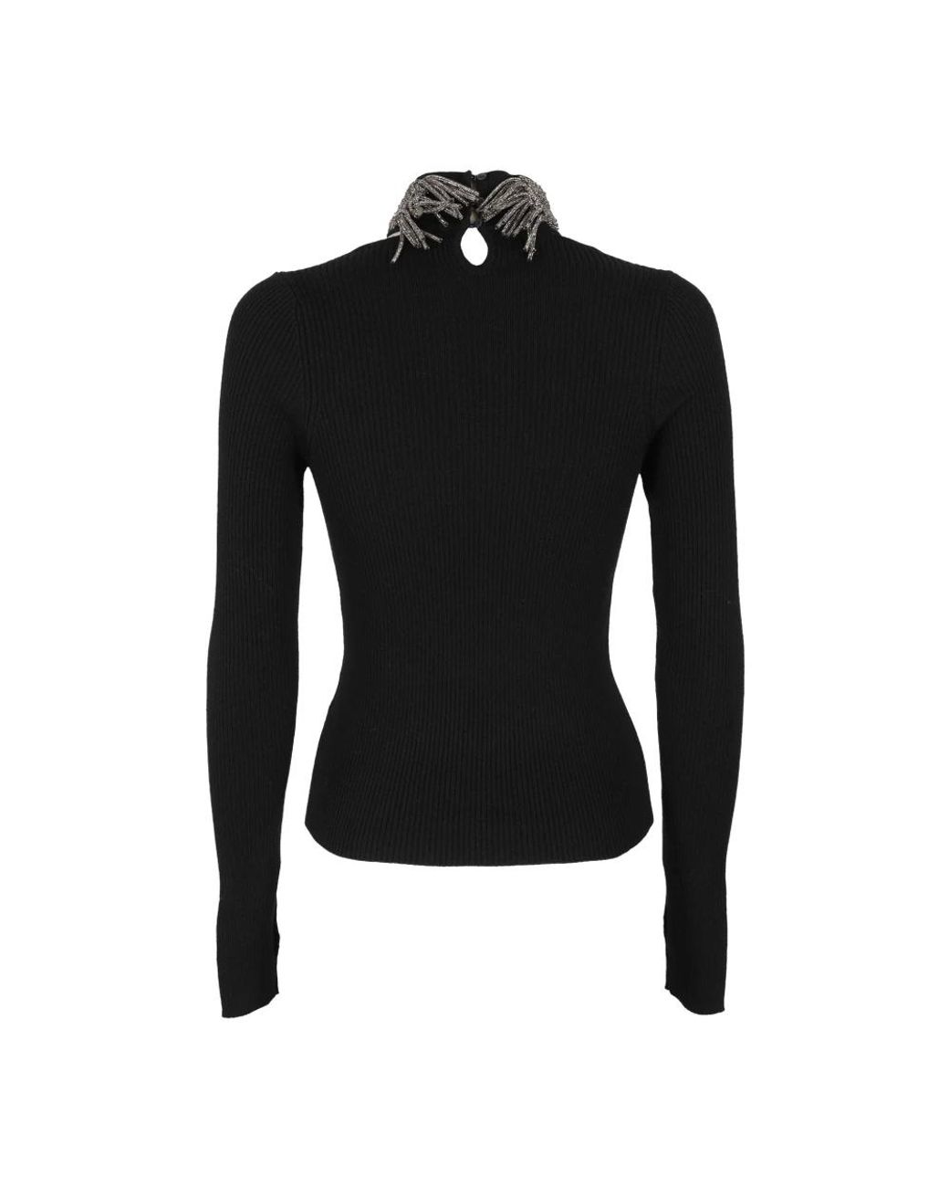 GIUSEPPE DI MORABITO Black Crystal Embellished Knit Top