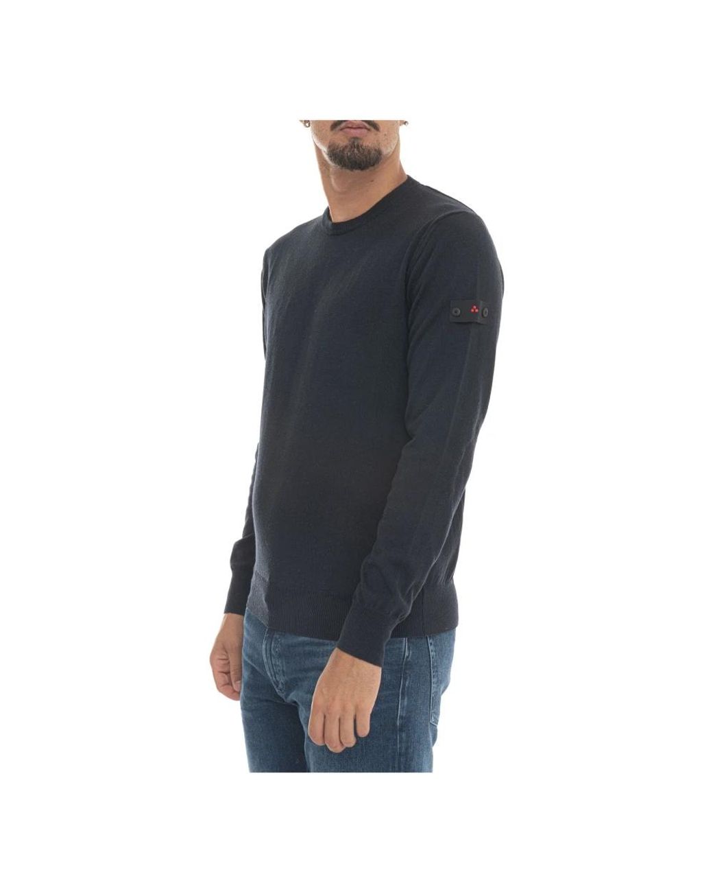 Peuterey Truien & Vesten ,Blauw ,Katoen Ronde Hals Trui Met Armlogo in het Blue voor heren
