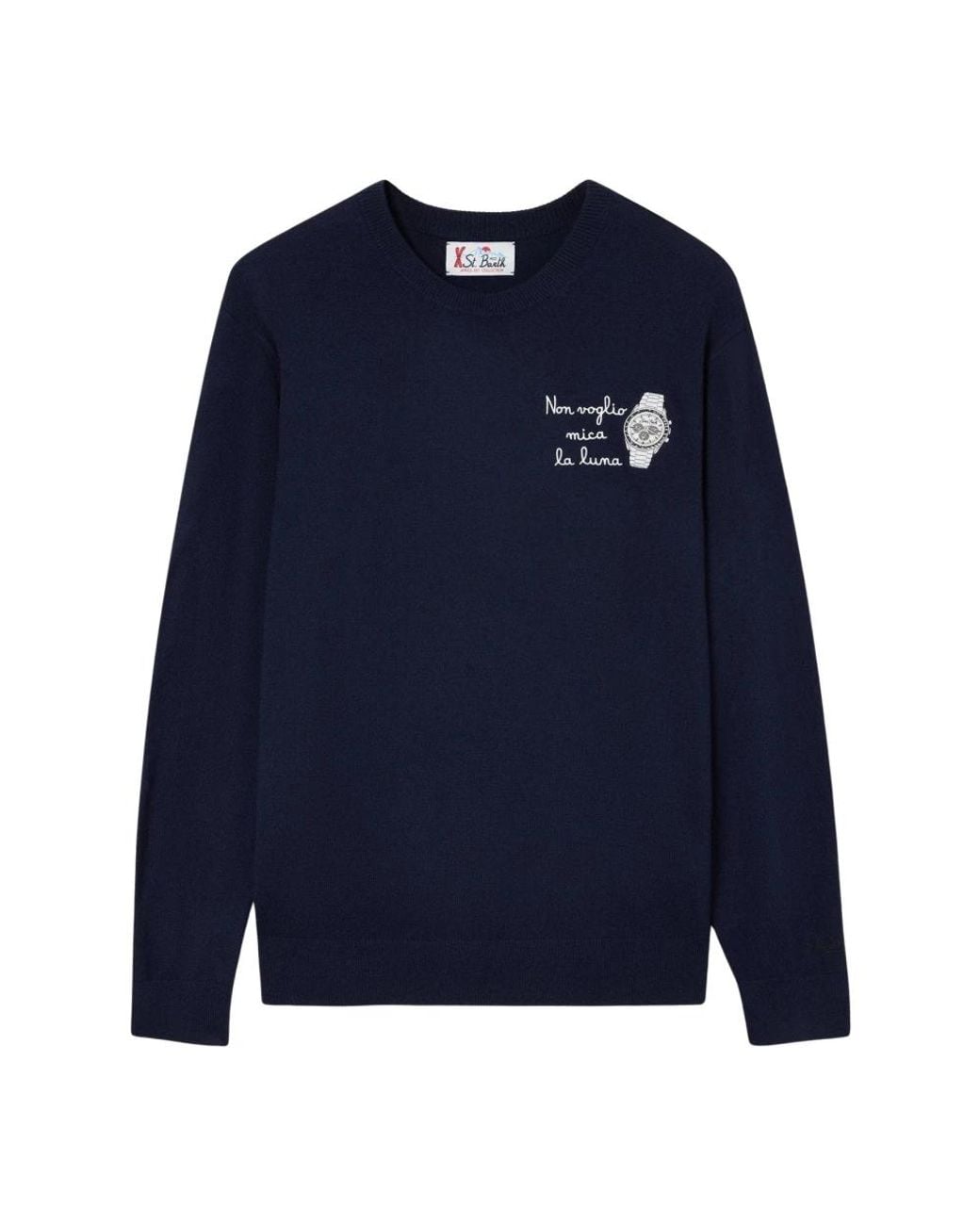 Mc2 Saint Barth Blue Round-Neck Knitwear for men