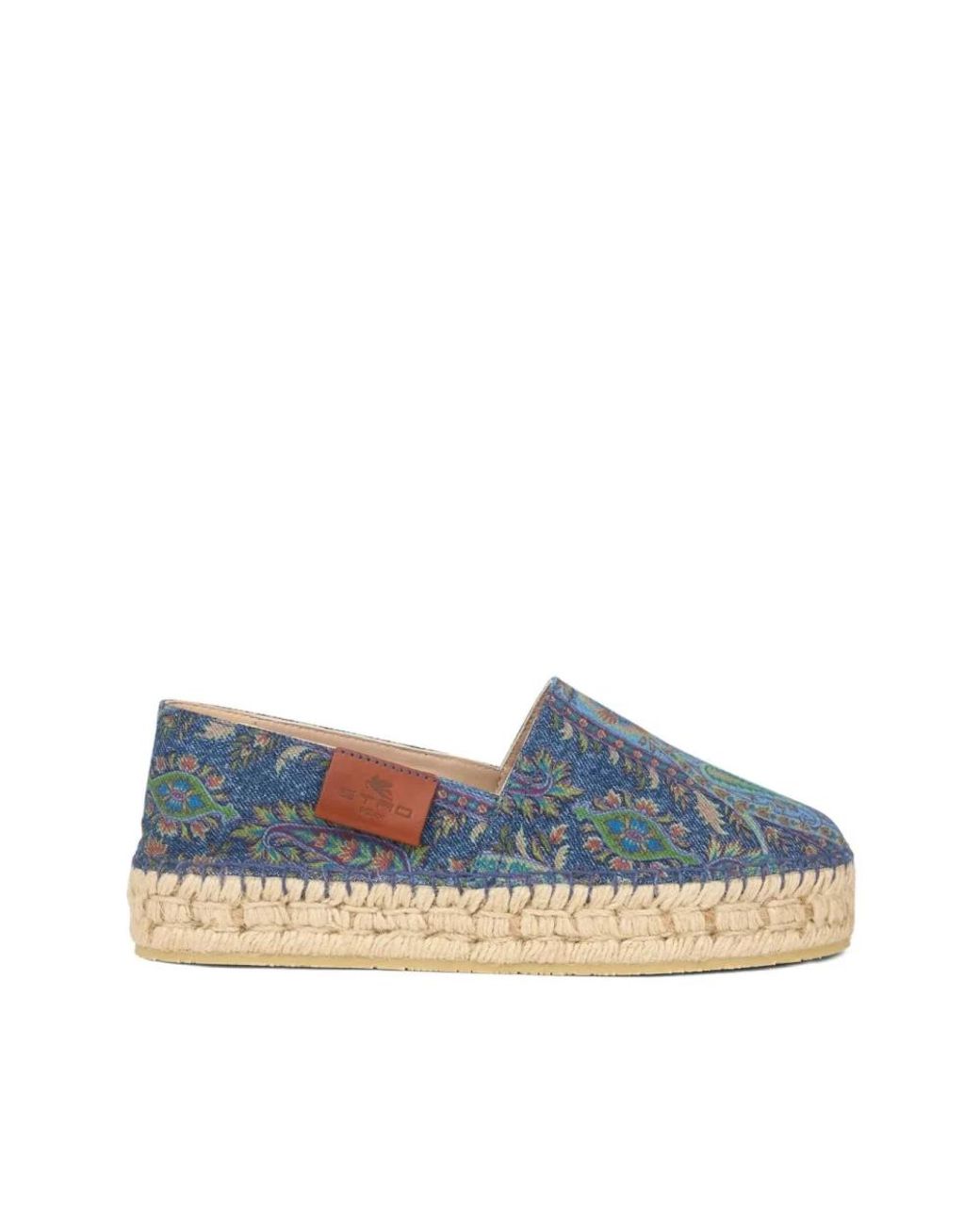 Etro Schoenen ,Blauw ,Denim Jacquard Denim Espadrilles in het Blue