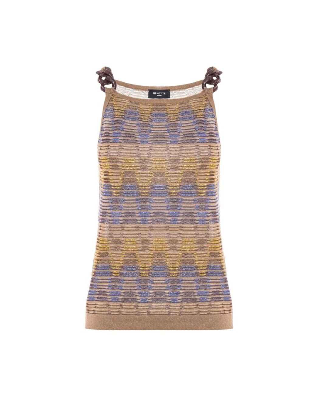 Nenette Brown Sleeveless Tops