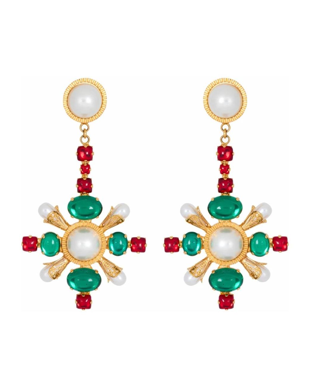 Earrings Balmain de color Green