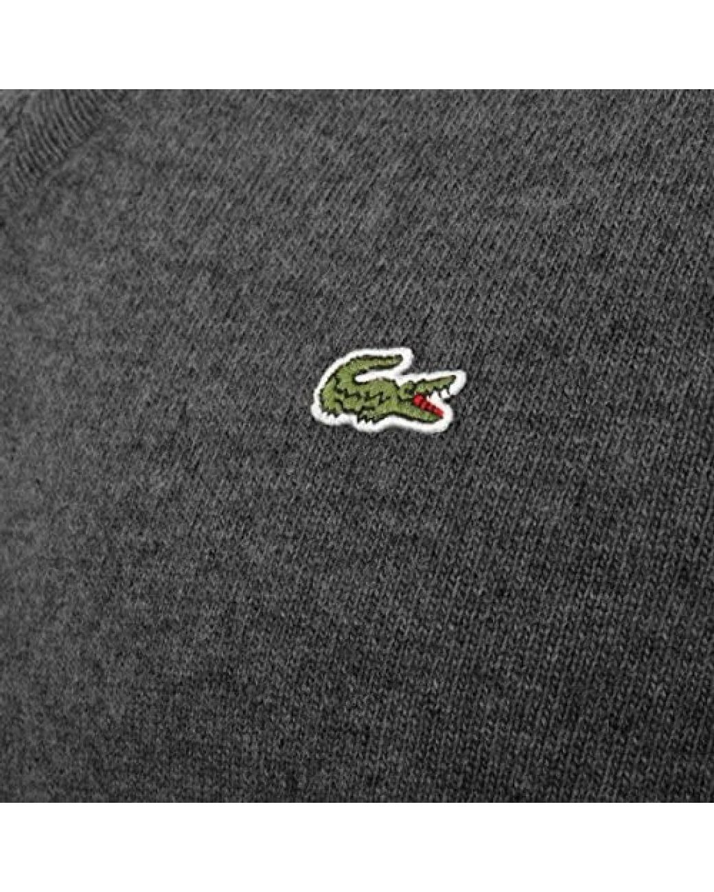 Lacoste Gray V-Neck Knitwear for men