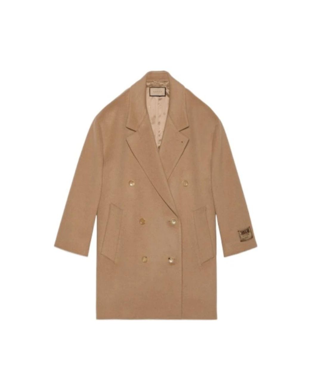 Gucci Embroidered Label Coat in het Natural