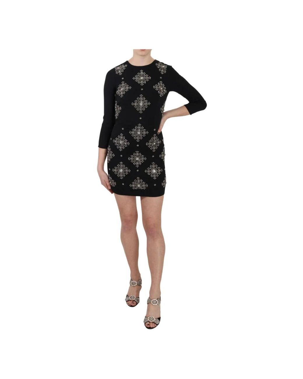 John Richmond Crystal Stretch Mini Shift Jurk in het Black