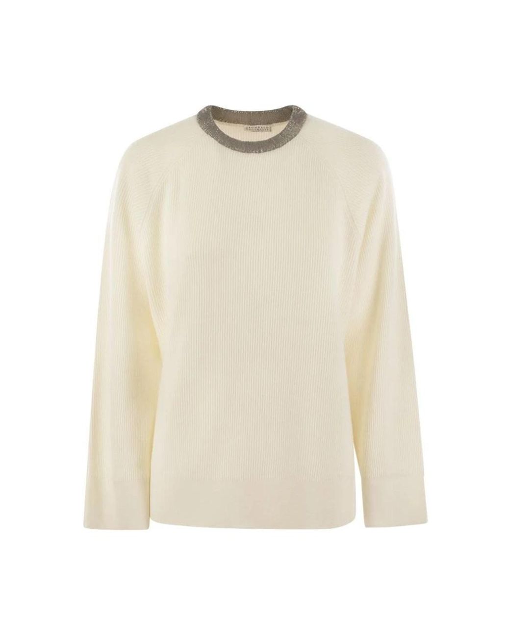 Brunello Cucinelli White Round-Neck Knitwear