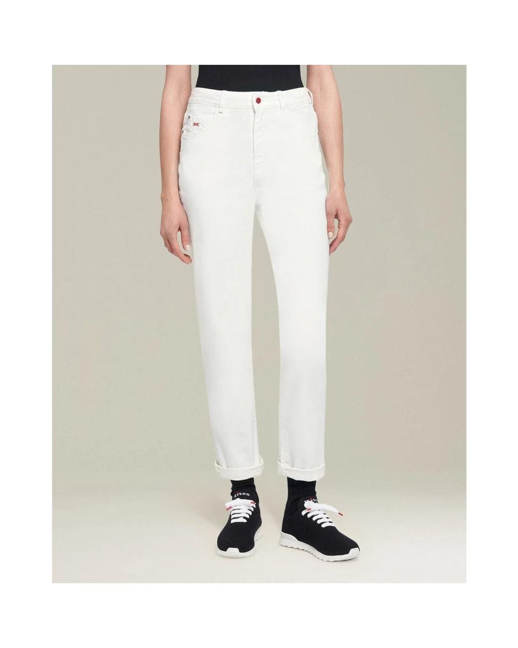 Kiton White Slim-Fit Jeans