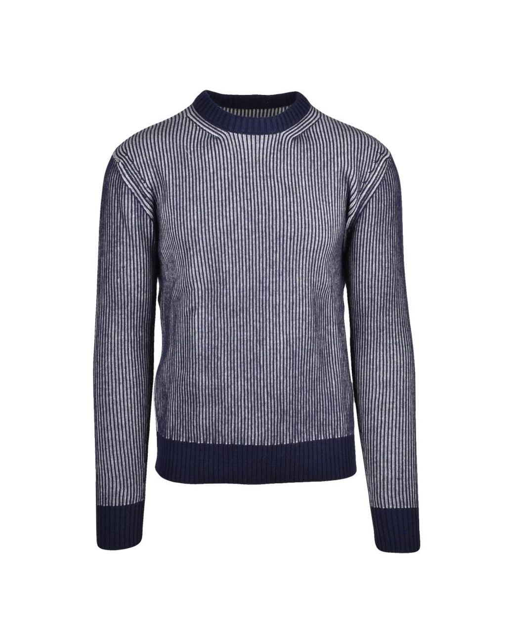 Add Blue Round-Neck Knitwear for men