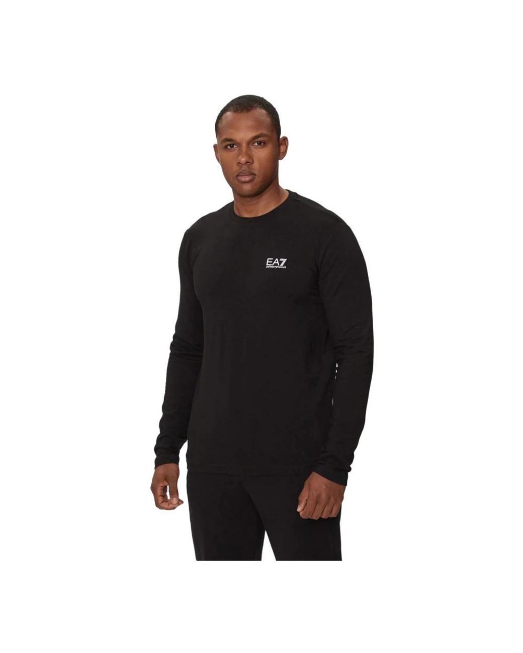 EA7 Black Long Sleeve T-Shirts for men
