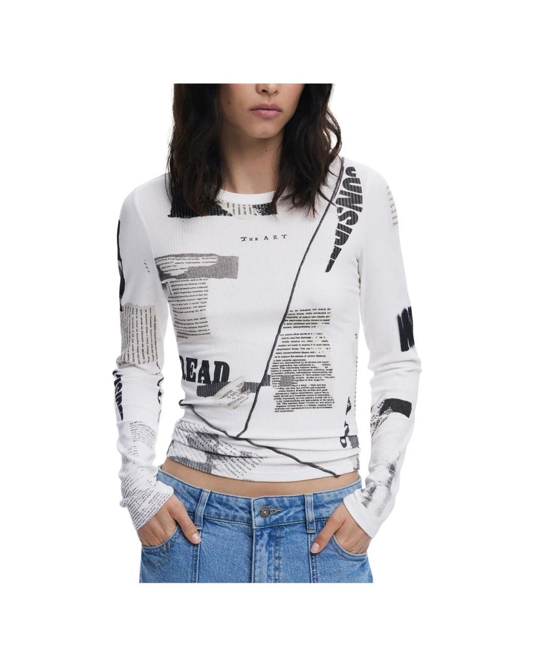 Desigual Gray Long Sleeve T-Shirts