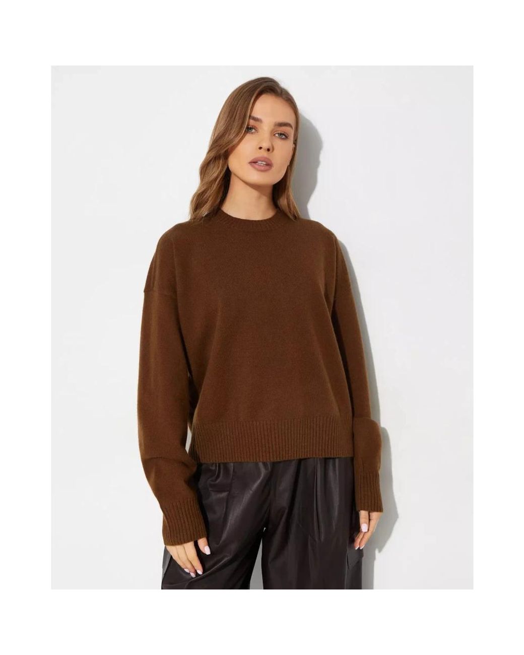 Yves Salomon Brown Round-Neck Knitwear