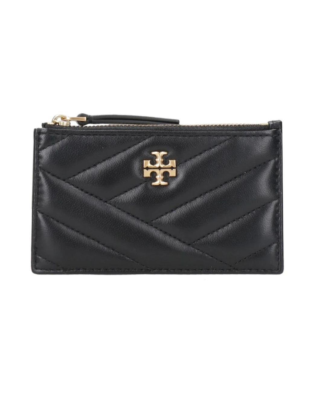 Tory Burch Accessoires ,Zwart ,Leer Zwarte Nappa Chevron Gewatteerde Portemonnee in het Black