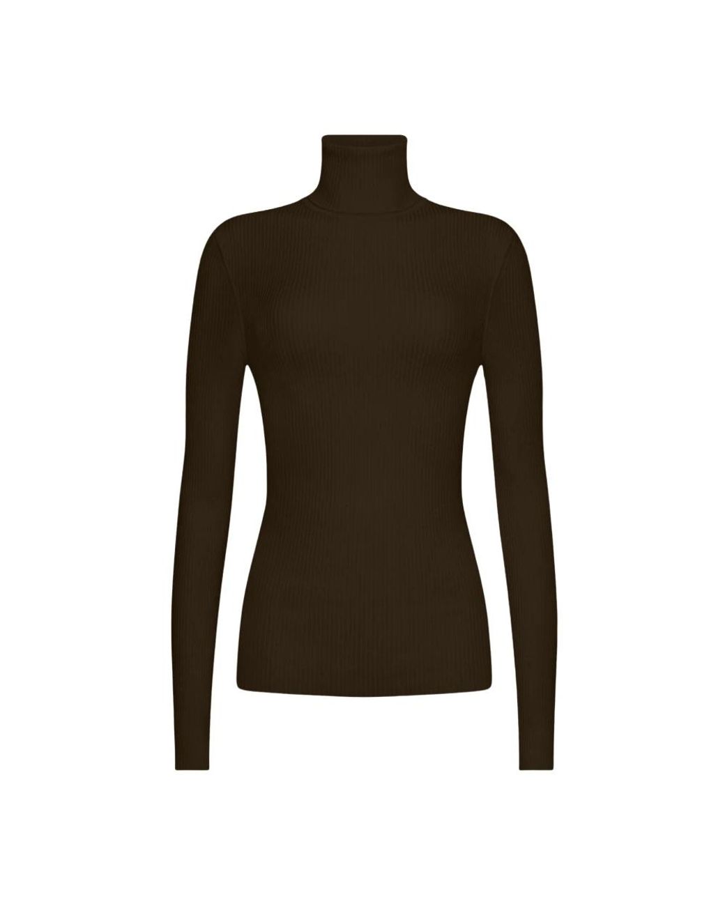 Wolford Merino Fine Rib Top Long Sleeves in het Brown