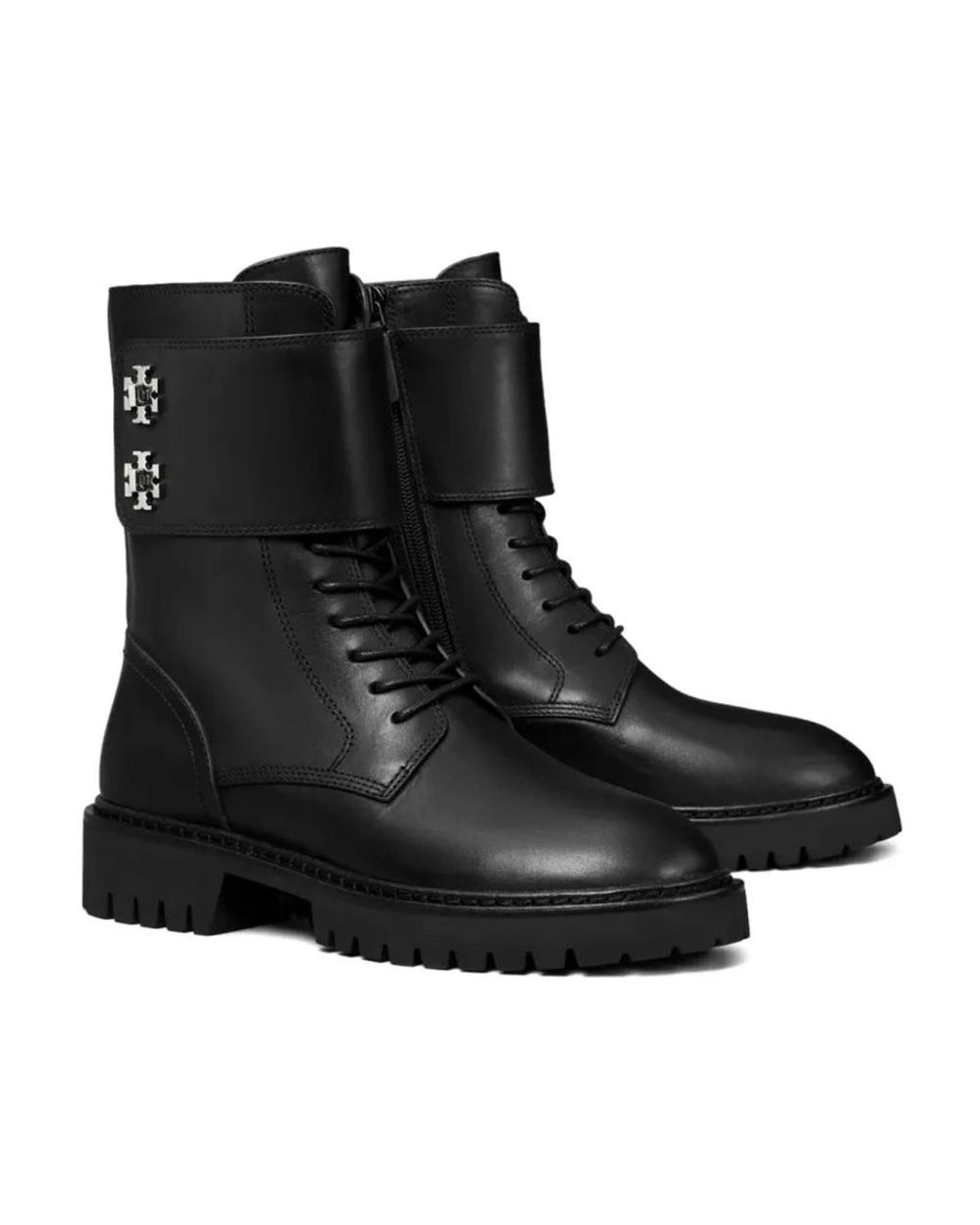 Tory Burch Black Lace-Up Boots