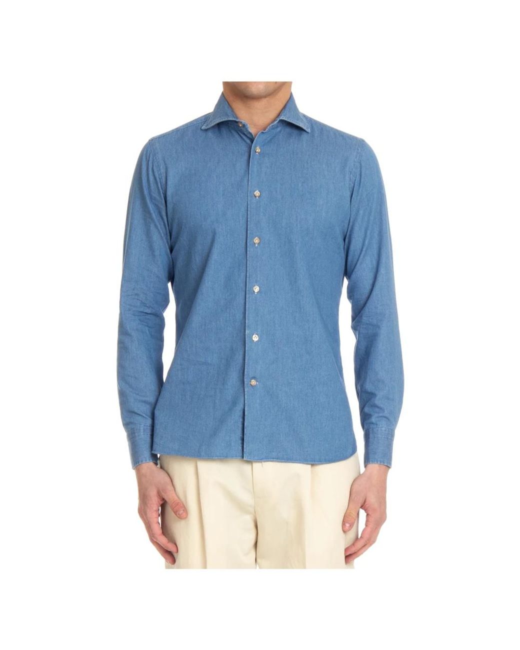 Borriello Denim Overhemd in het Blue voor heren
