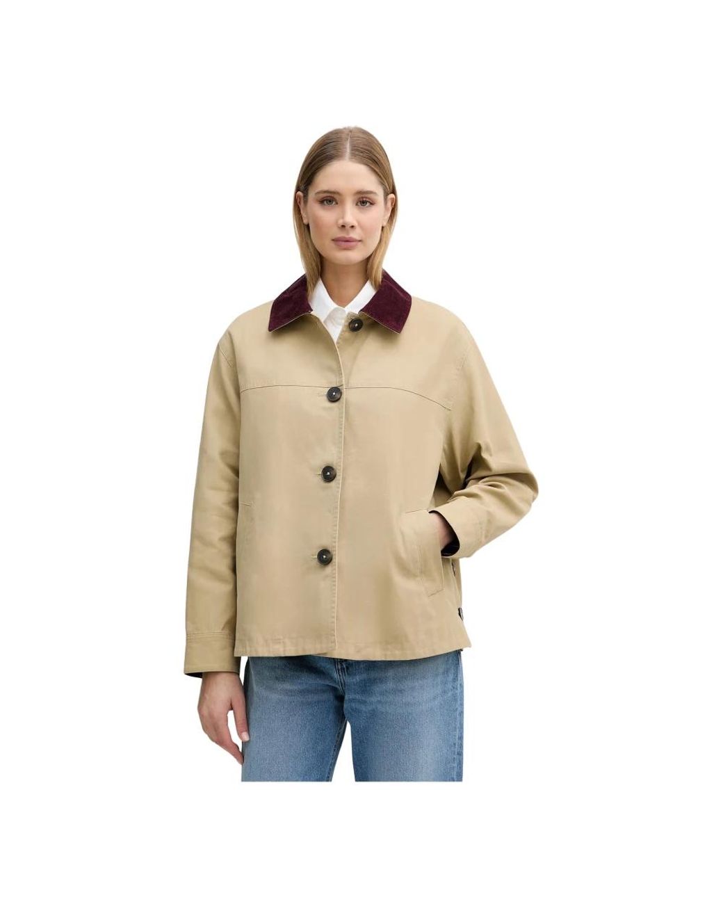 Benetton Transitional Cotton Jacket in het Natural