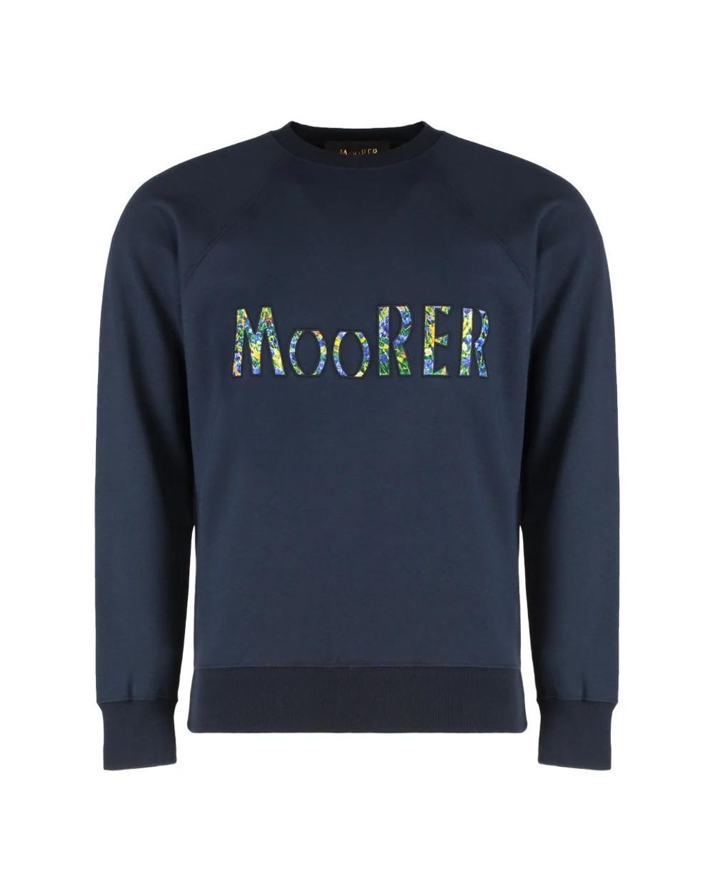 Moorer Hoodies & Sweatvesten ,Blauw ,Katoen Logo Sweatshirt Met Geribde Randen in het Blue voor heren
