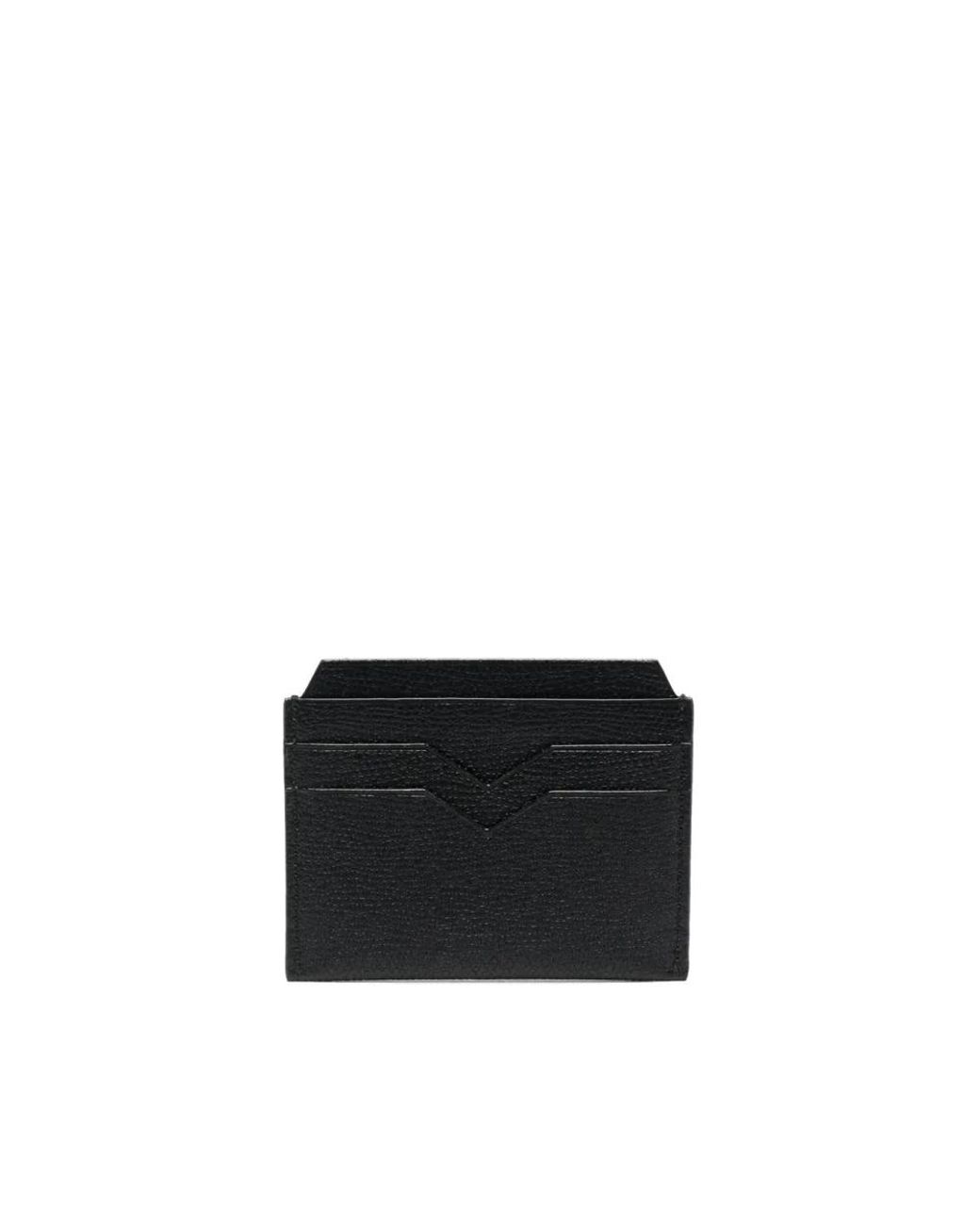 Valextra Accessoires ,Zwart ,Smalle Leren Kaarthouder in het Black