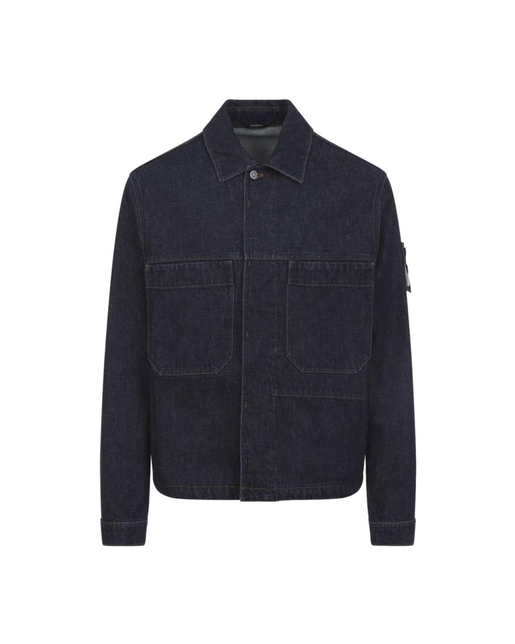 Stone Island Blue Denim Jackets for men