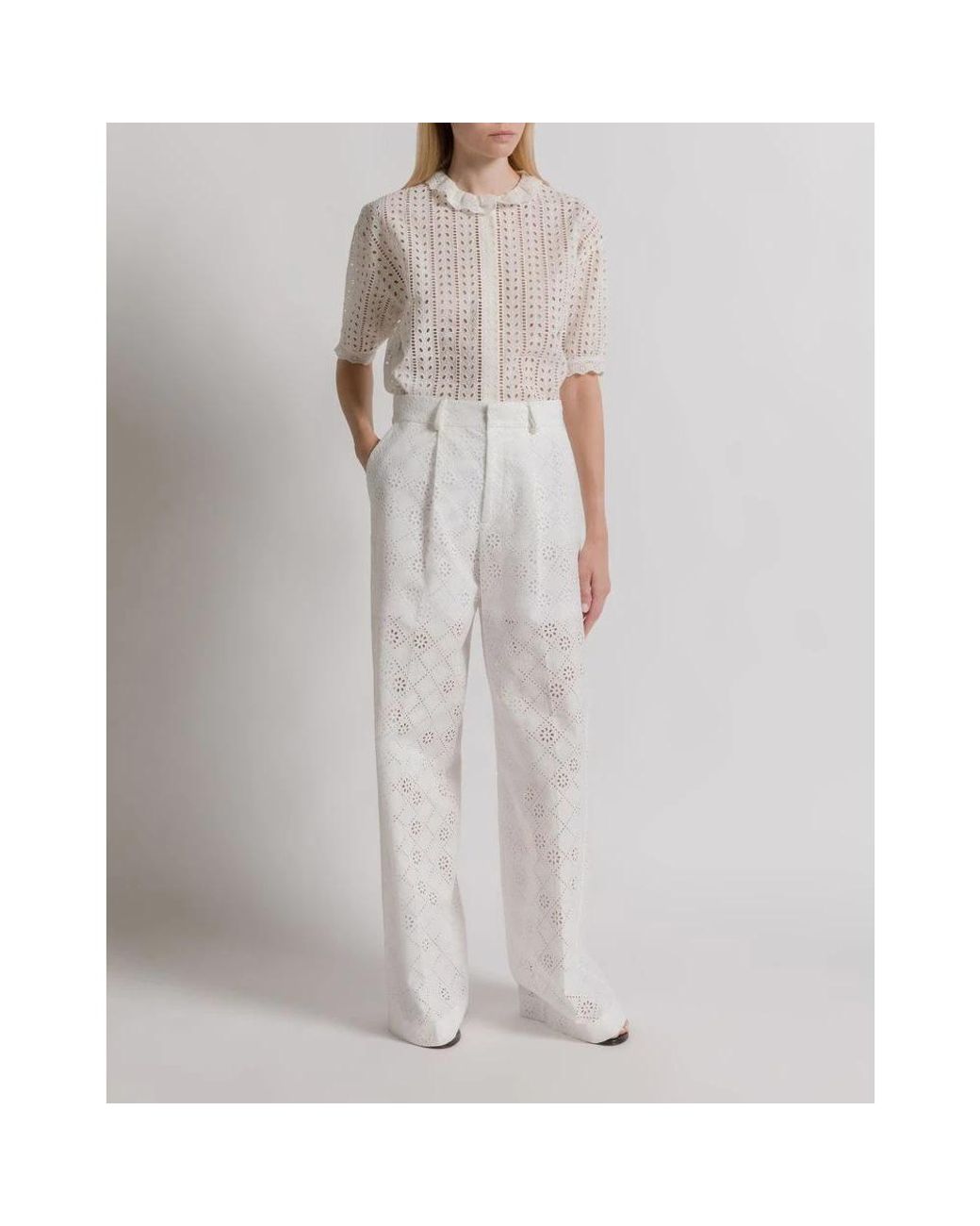 Alberta Ferretti White Wide Trousers