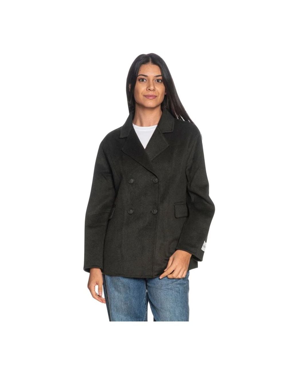 Yes Zee Black Double-Breasted Coats