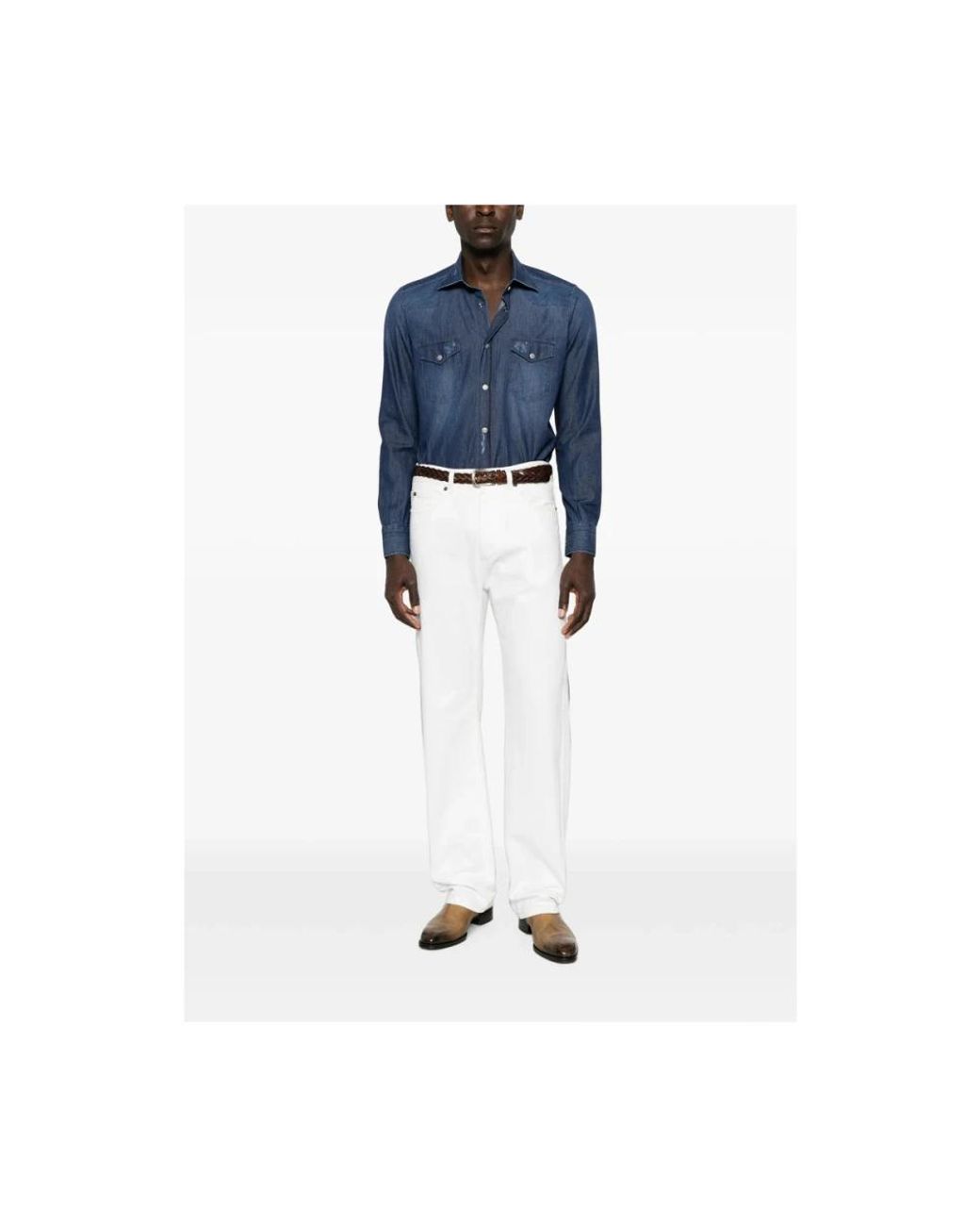 Sartorio Napoli Blue Denim Shirts for men