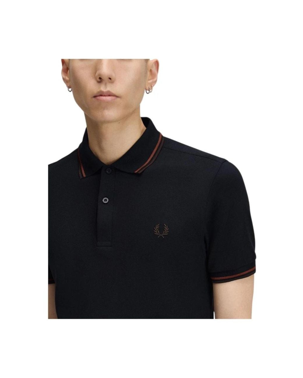 Polo Shirts Fred Perry de hombre de color Black