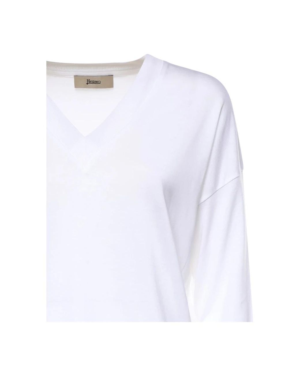 Herno White V-Neck Knitwear