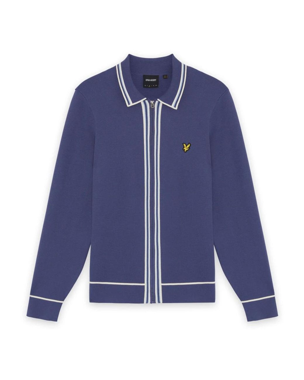 Lyle & Scott Truien & Vesten ,Blauw ,Gebreid Jack Met Rits En Contrasterende Bies in het Blue voor heren