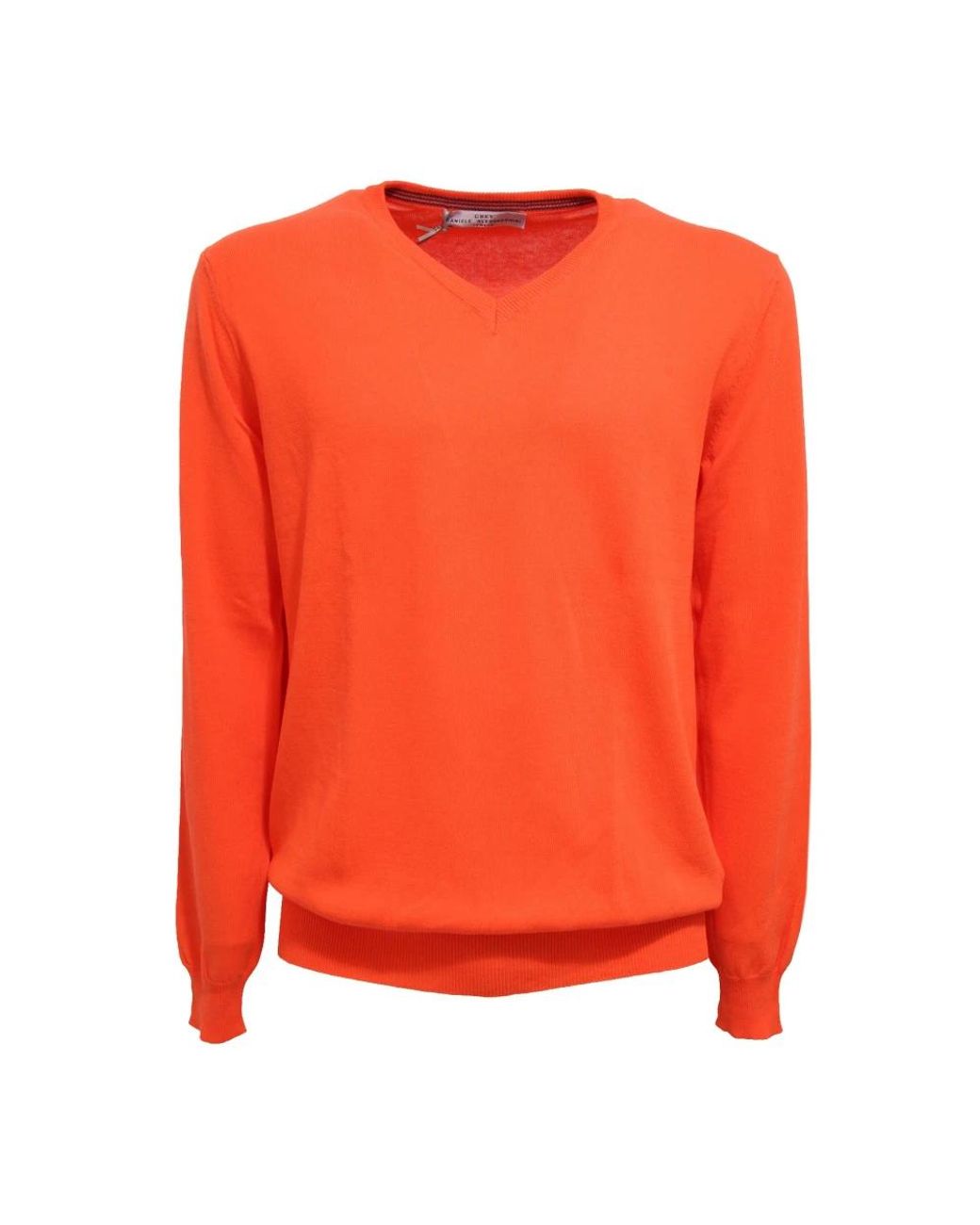Daniele Alessandrini Orange V-Neck Knitwear for men