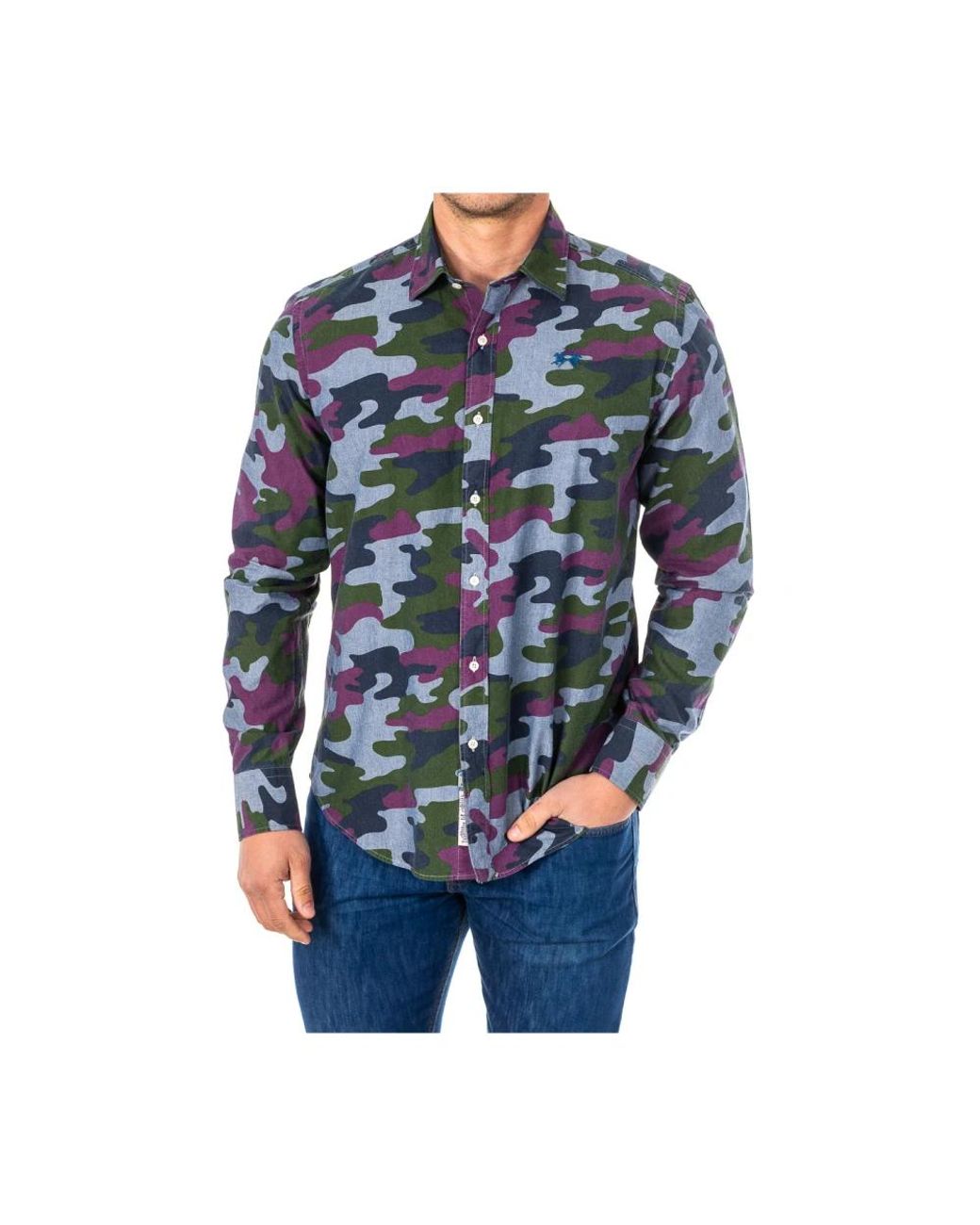 La Martina Blue Casual Shirts for men