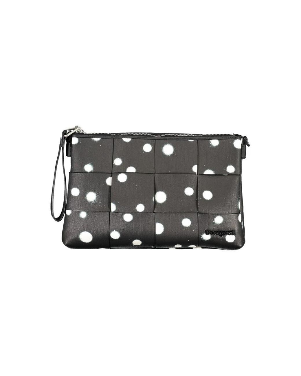 Desigual Black Polka Dot Bag With Removable Chain Shoulder Strap And Contrast Details