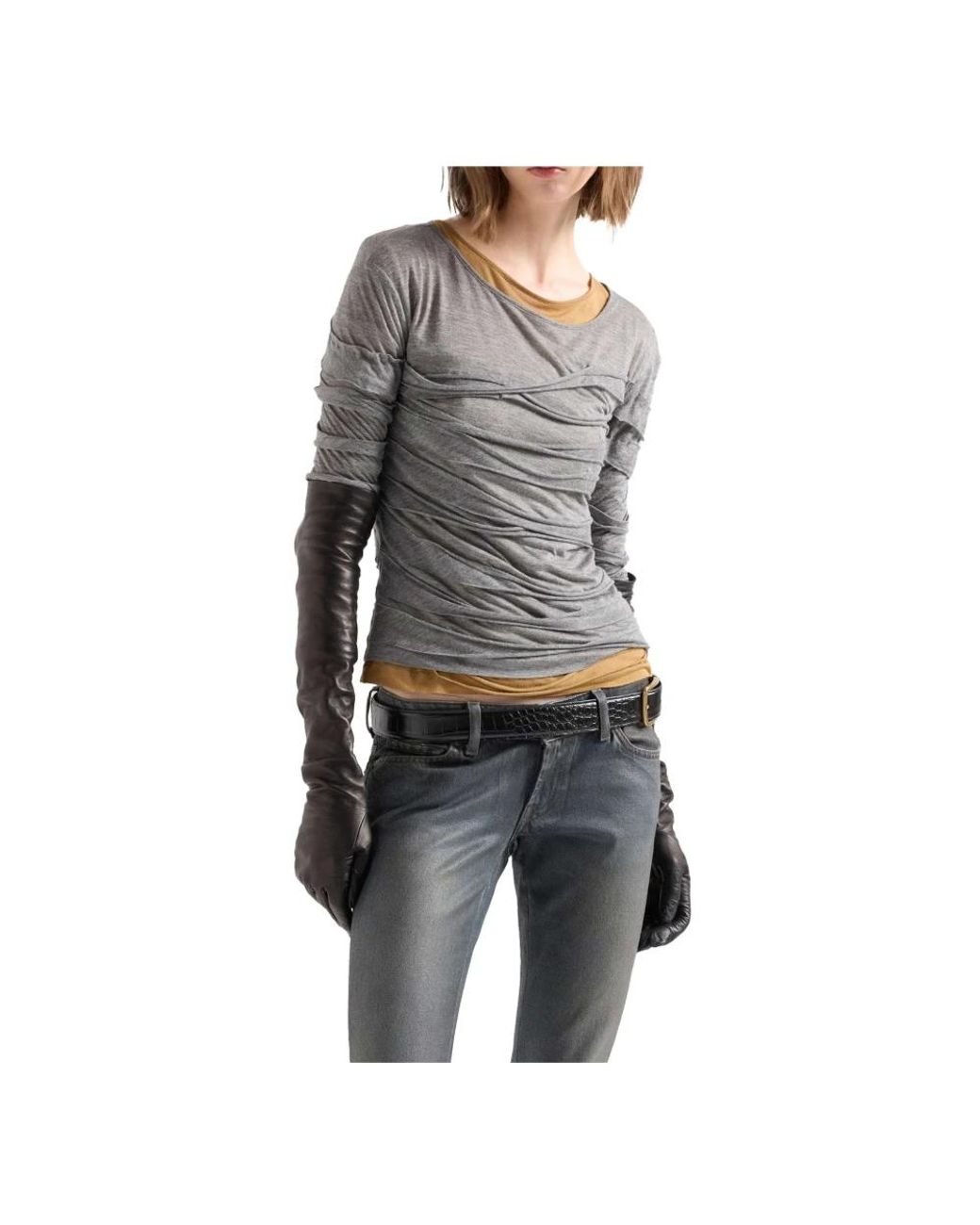 7 For All Mankind Gray Round-Neck Knitwear