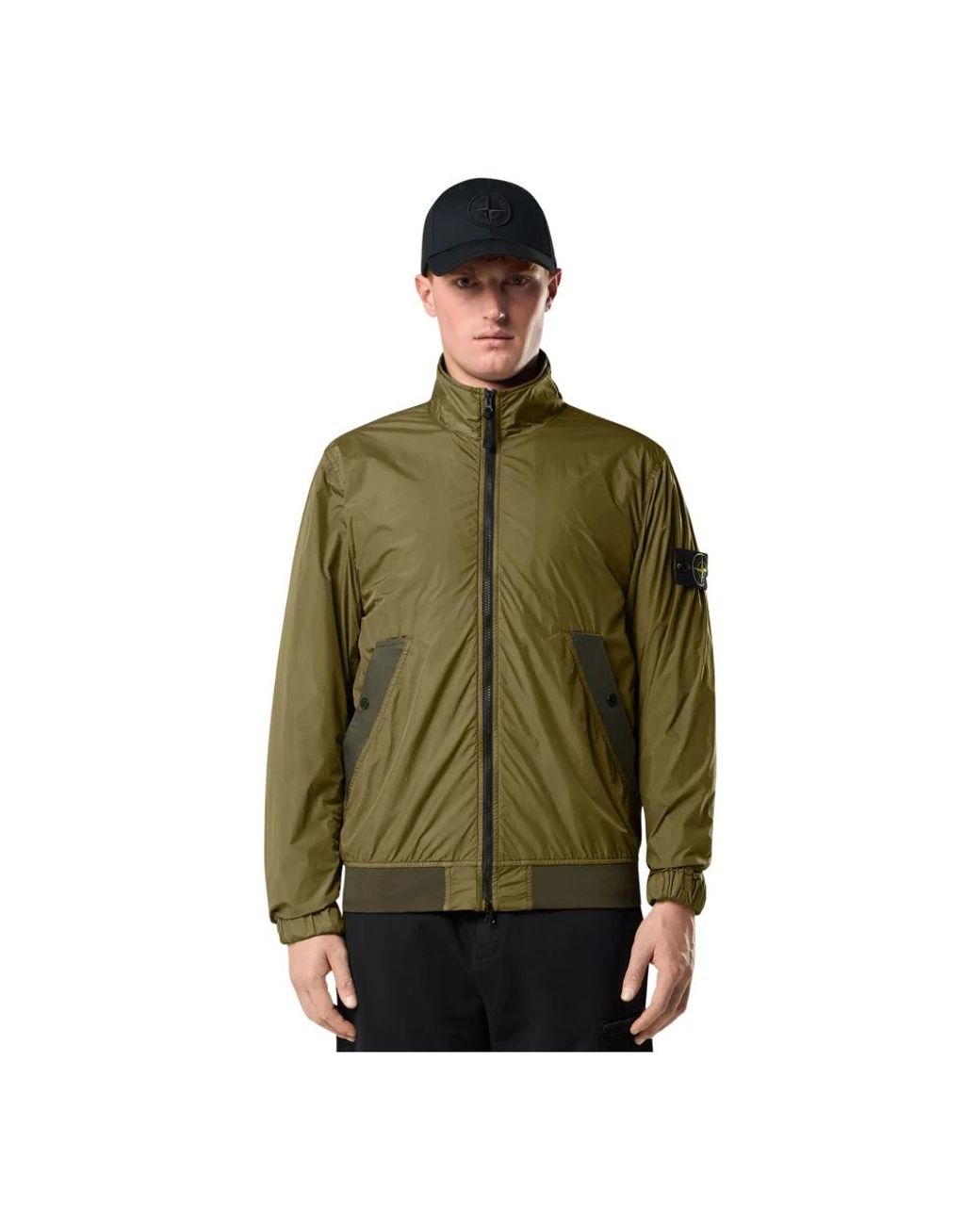 Stone Island Jassen ,Groen ,Nylon Crinkle Reps Jacket in het Green voor heren