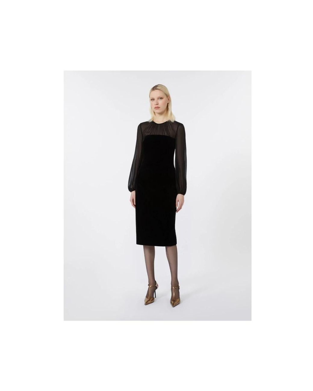 Max Mara Black Array Midikleid