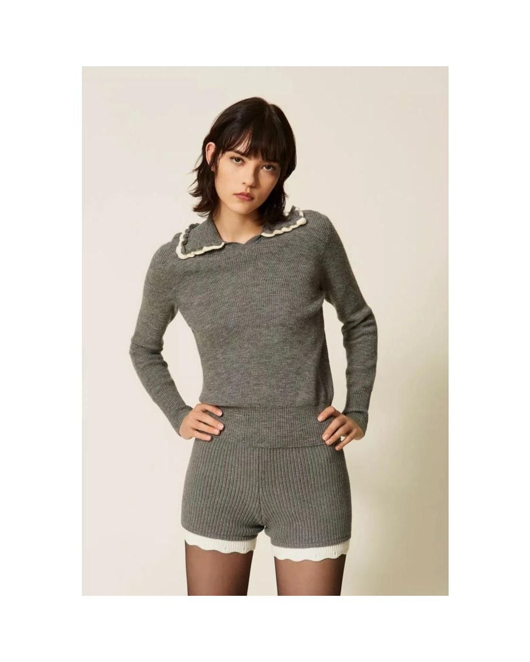 Twinset Gray Round-Neck Knitwear