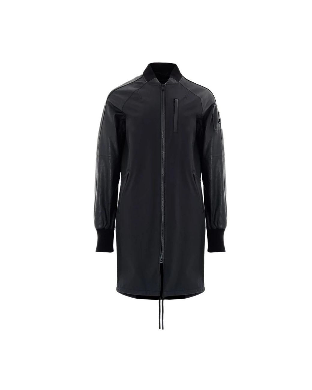Moose Knuckles Jassen ,Zwart ,Leer Technische Stof En Leren Parka in het Blue