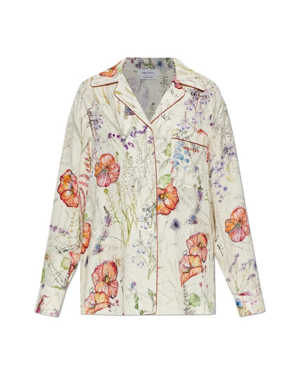 McQueen Overhemden ,Meadow Floral Pyjama Shirt in het White